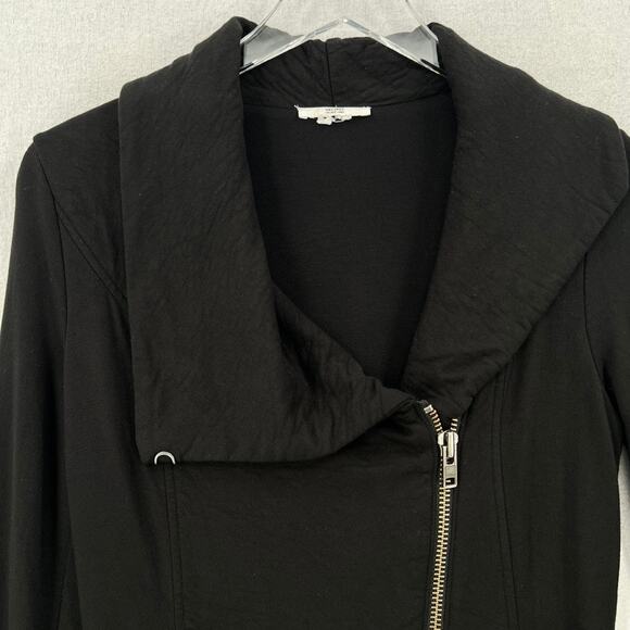 HELMUT LANG Villous Asymmetric Moto Jacket XS Black Sweatshirt Knit Full Zip - Picture 5 of 12